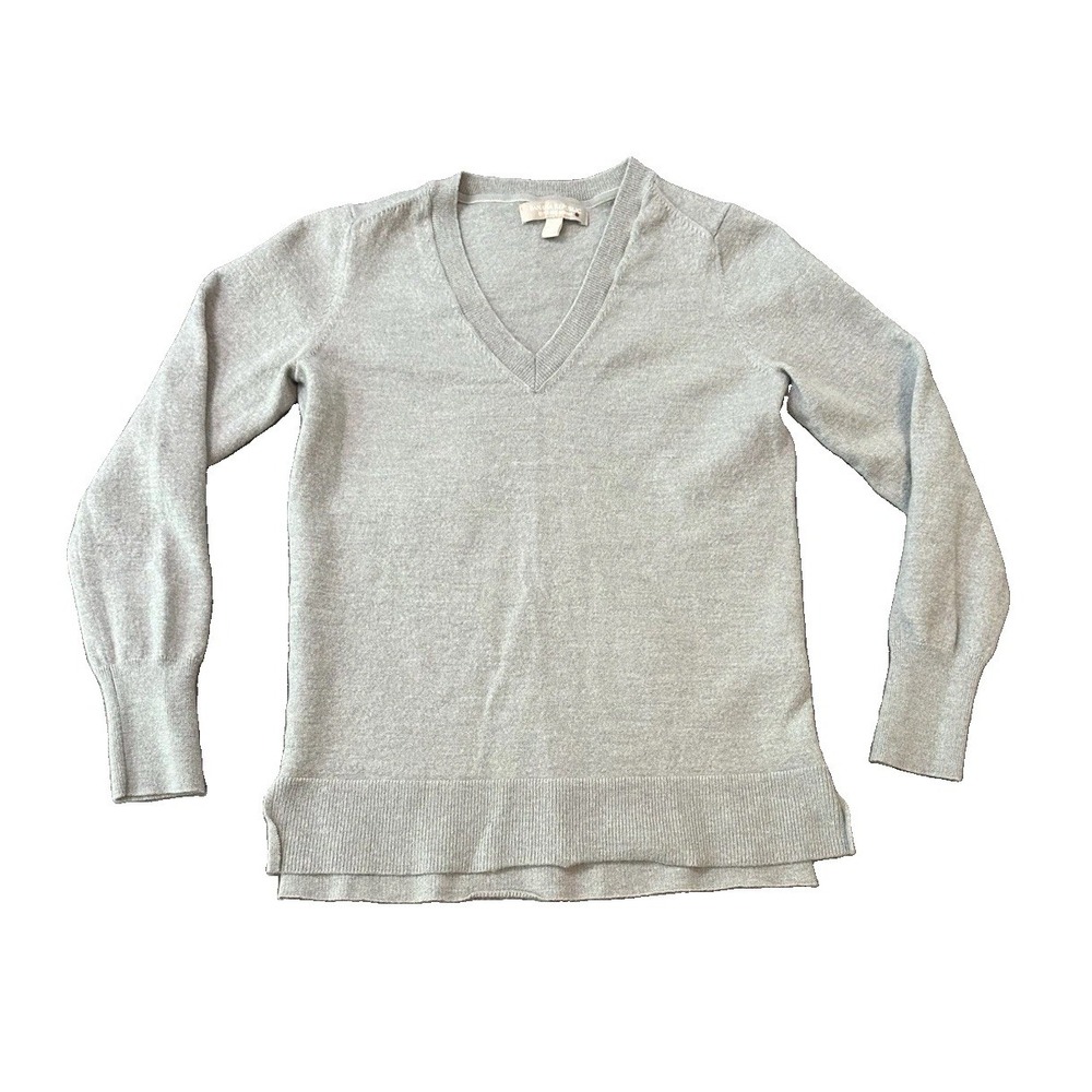 Banana Republic Extra Fine Merino Wool Blend Womens Sweater S Gray Preppy Casual